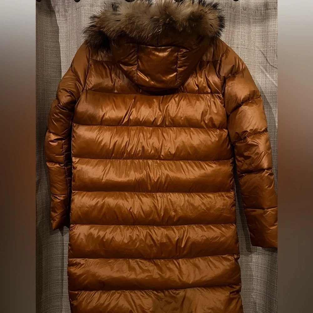 Moncler Copper/Brown Puffer Coat with Fur lined Hood - Picture 3 of 8